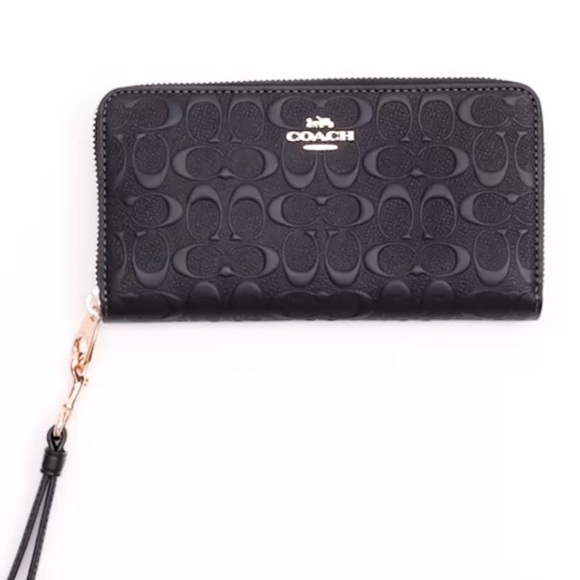 Black  Zip Around Wallet In Signature leather gift box - Picture 3 of 8